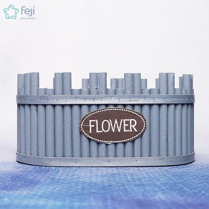 Wooden Flower Pot MEDIUM BLUE