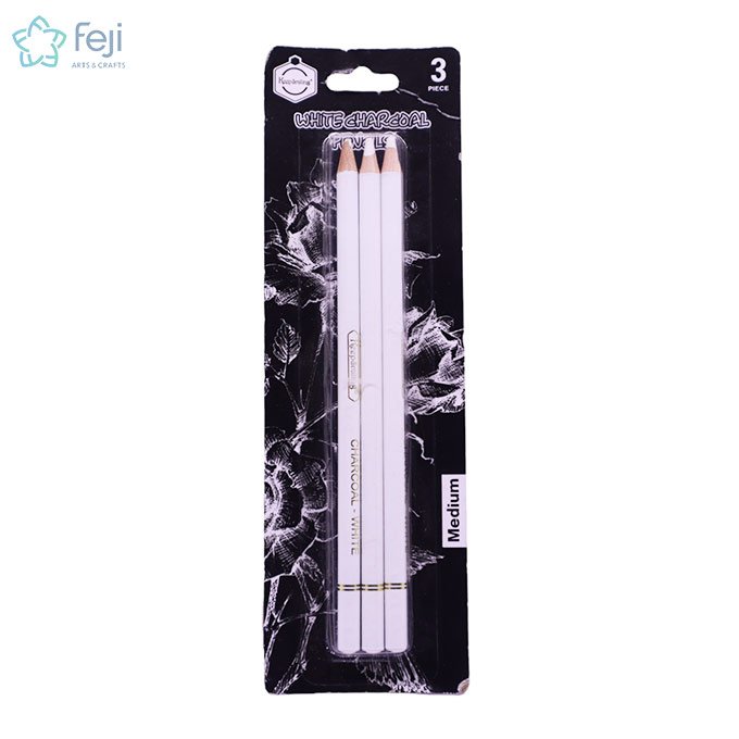 White Charcoal Pencils 3pcs Medium