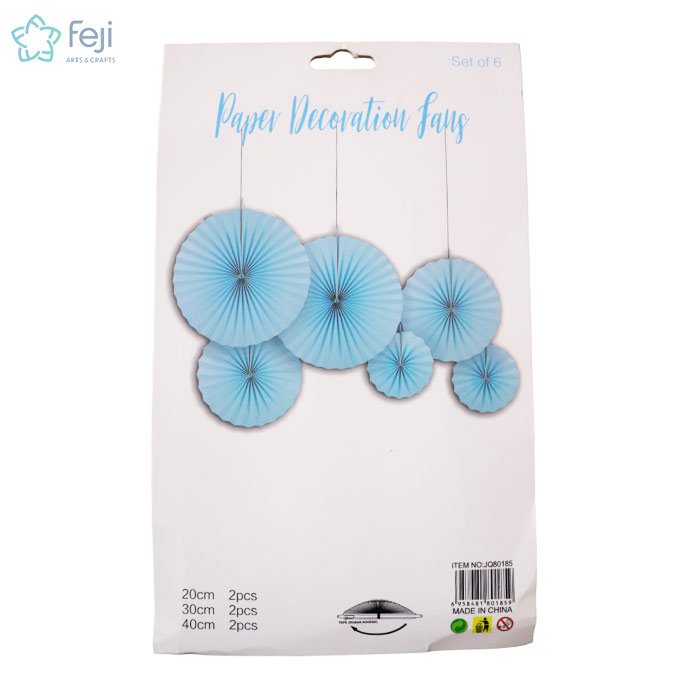 Paper Fan Decorations for Wall. Colour Blue