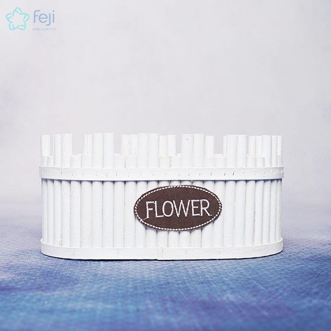 Wooden Flower Pot BIG White