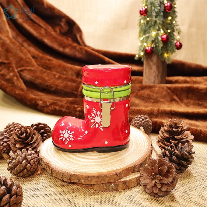 Ceramic Christmas Boot Jar