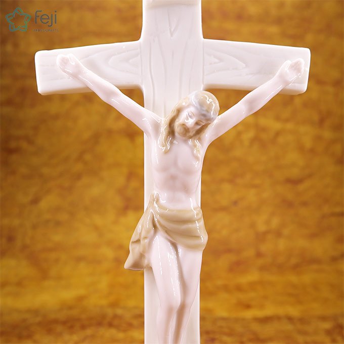 Ceramic Jesus Cross Christ Figurine