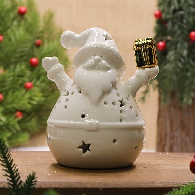 Ceramic Santa Gift In Hand