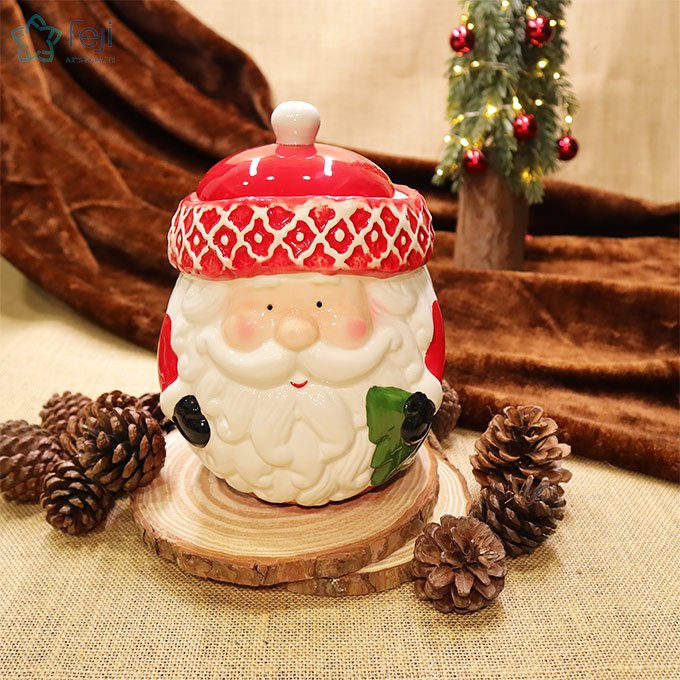 Ceramic Santa jar with Lid