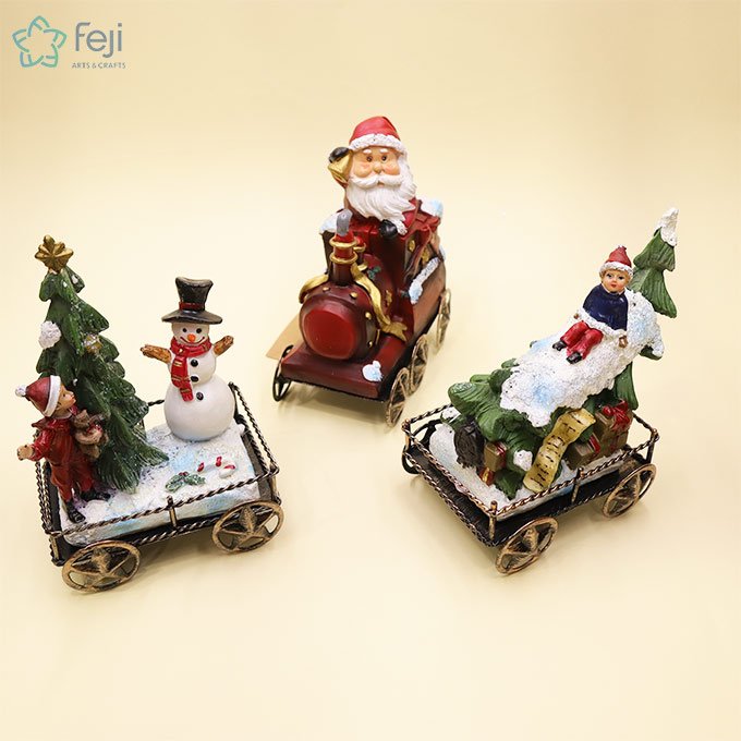 Santa Claus Christmas Train Statues