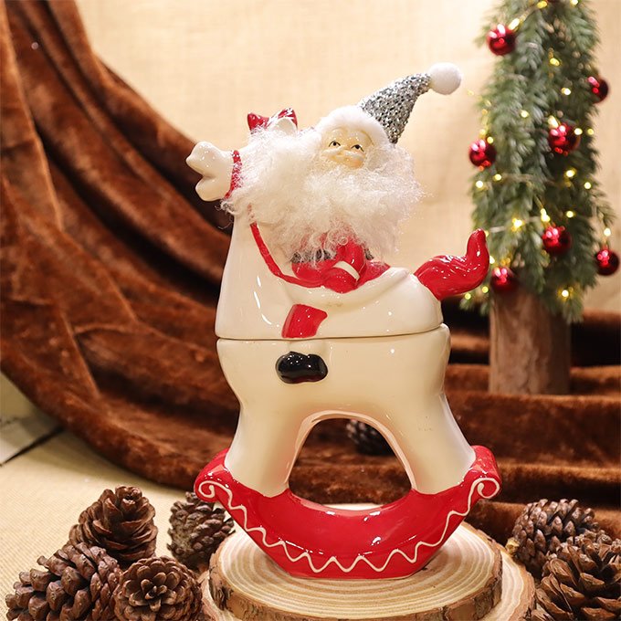 Santa on horse ceramic Pot