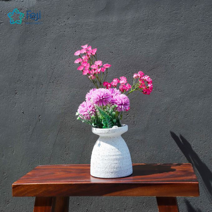 Textured Polyresin Flower Vase