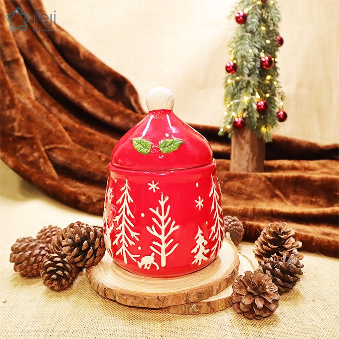 Xmas Ceramic jar with Lid